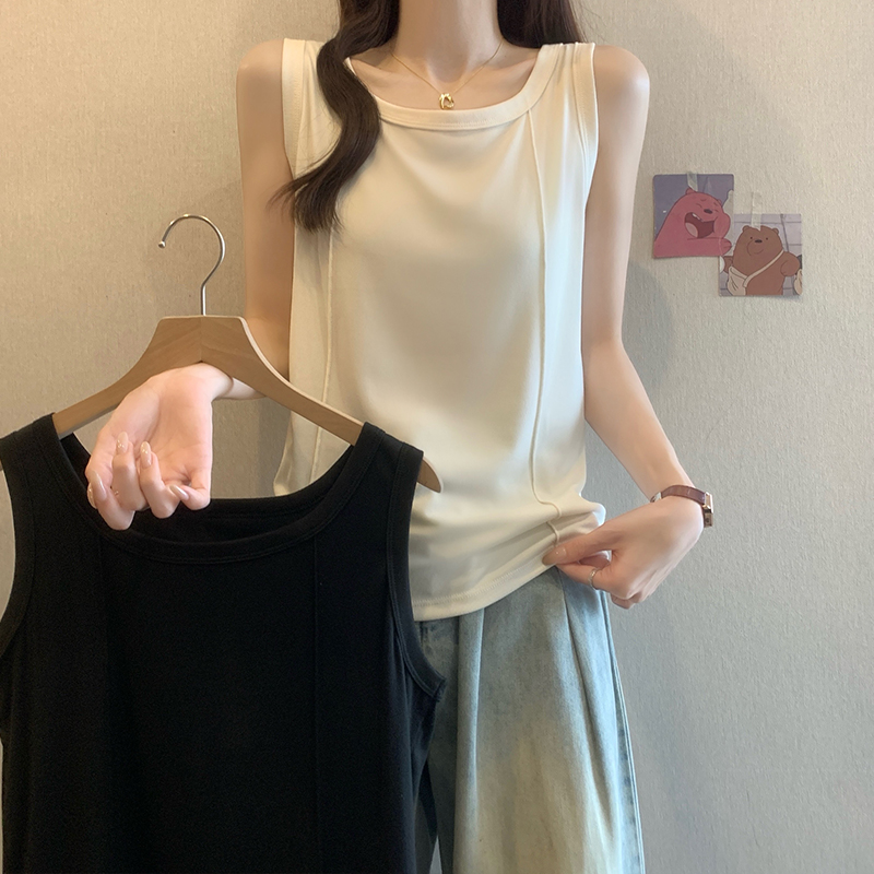 80-200斤2025夏季鱼骨吊带背心女白色圆领遮副乳无袖打底上衣内搭