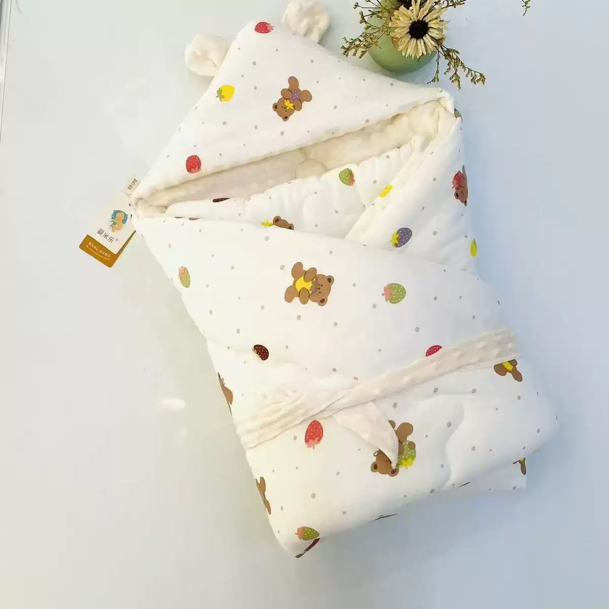 婴儿新生儿牛奶棉包被冬季厚包被豆豆绒加厚柔软