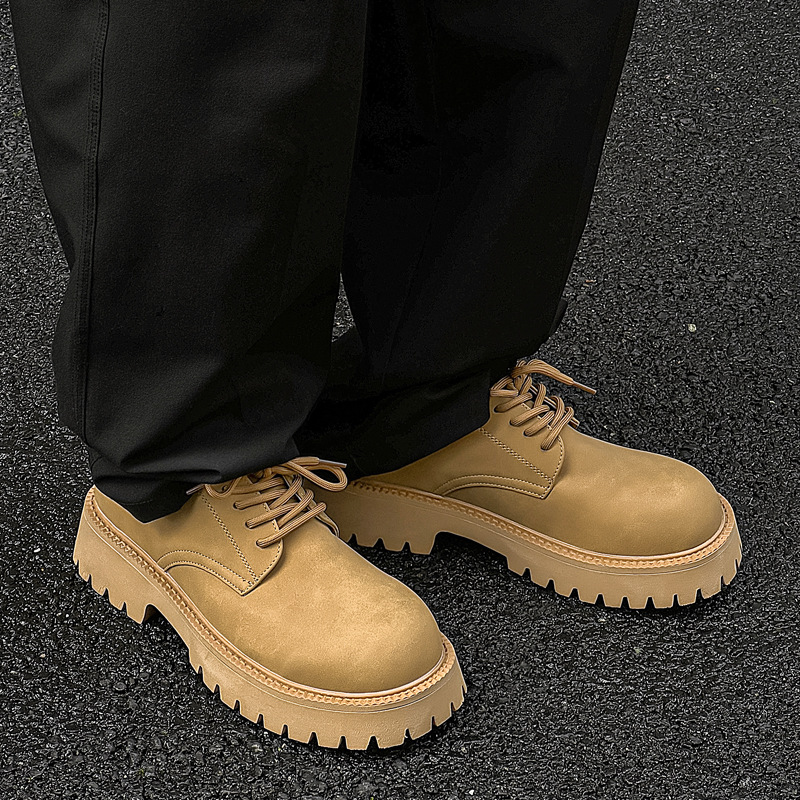 CPOZ大头德比鞋男款厚底增高英伦风低帮马丁靴复古休闲鞋