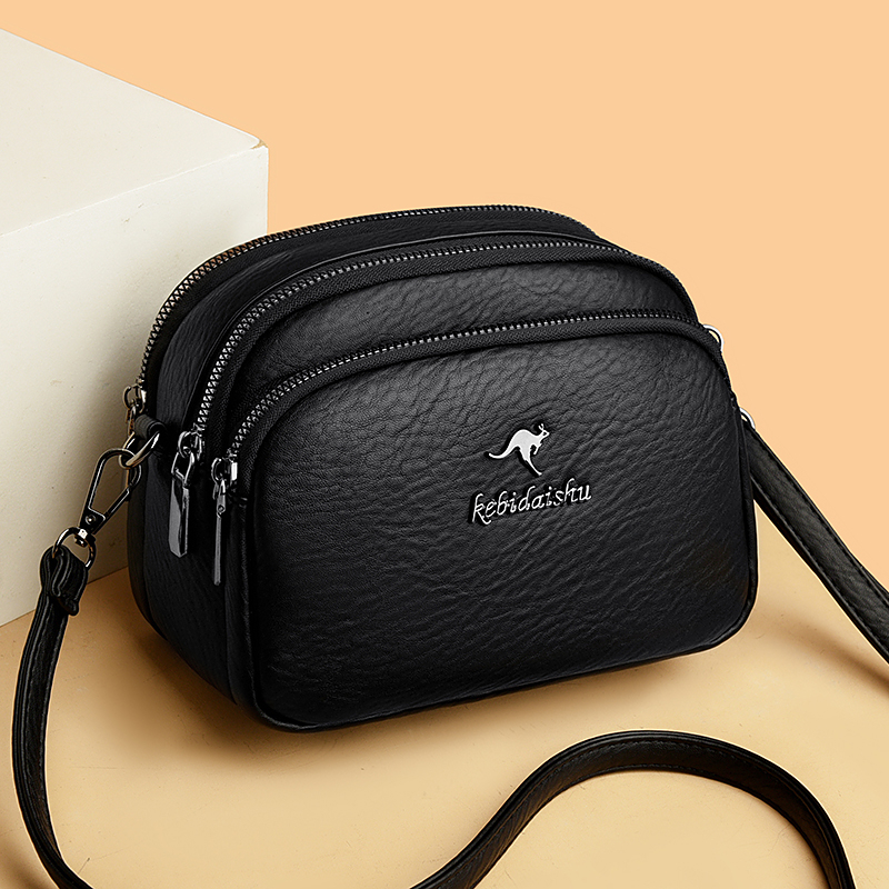 2025新款复古小圆包气质百搭手机包多层软皮单肩斜挎大容量妈妈包