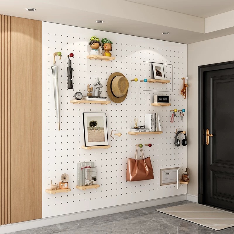 实木多层洞洞板客厅玄关阳台挂墙创意收纳架置物架洞洞板置物架