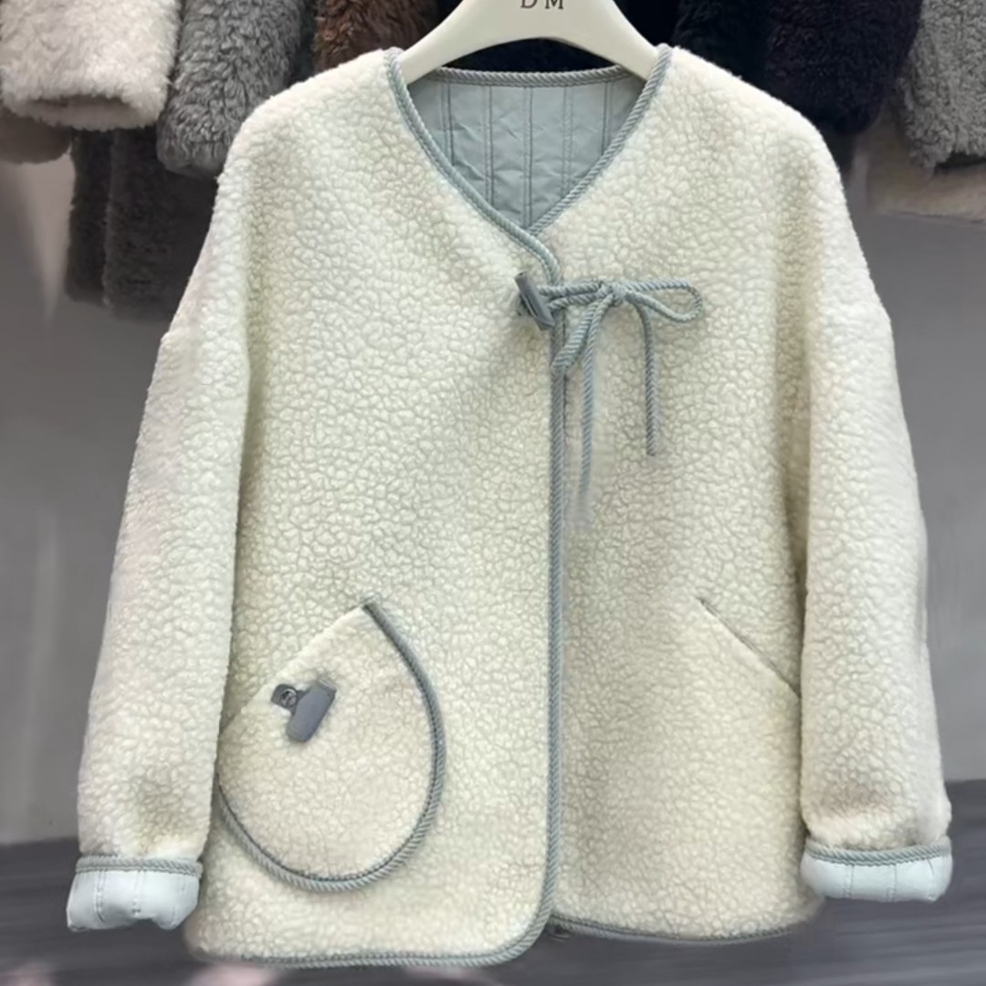 小香风圆领加厚外套女2025秋冬新款韩系宽松显瘦气质百搭上衣潮