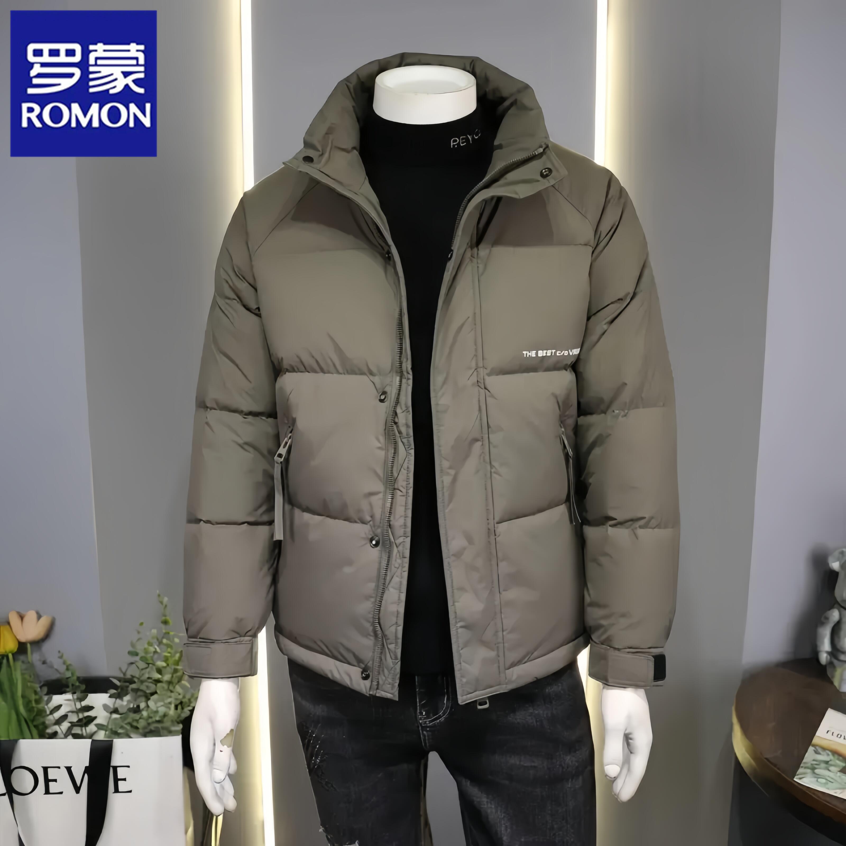 Romon/罗蒙新款时尚羽绒服男士潮流外套休闲冬季保暖立领修身上衣