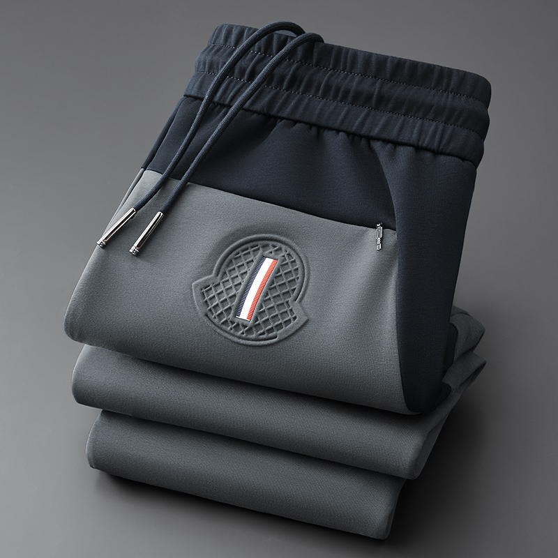 撒内摩劳轻奢秋冬季加绒压胶拼接运动裤修身高端松紧抽绳休闲卫裤