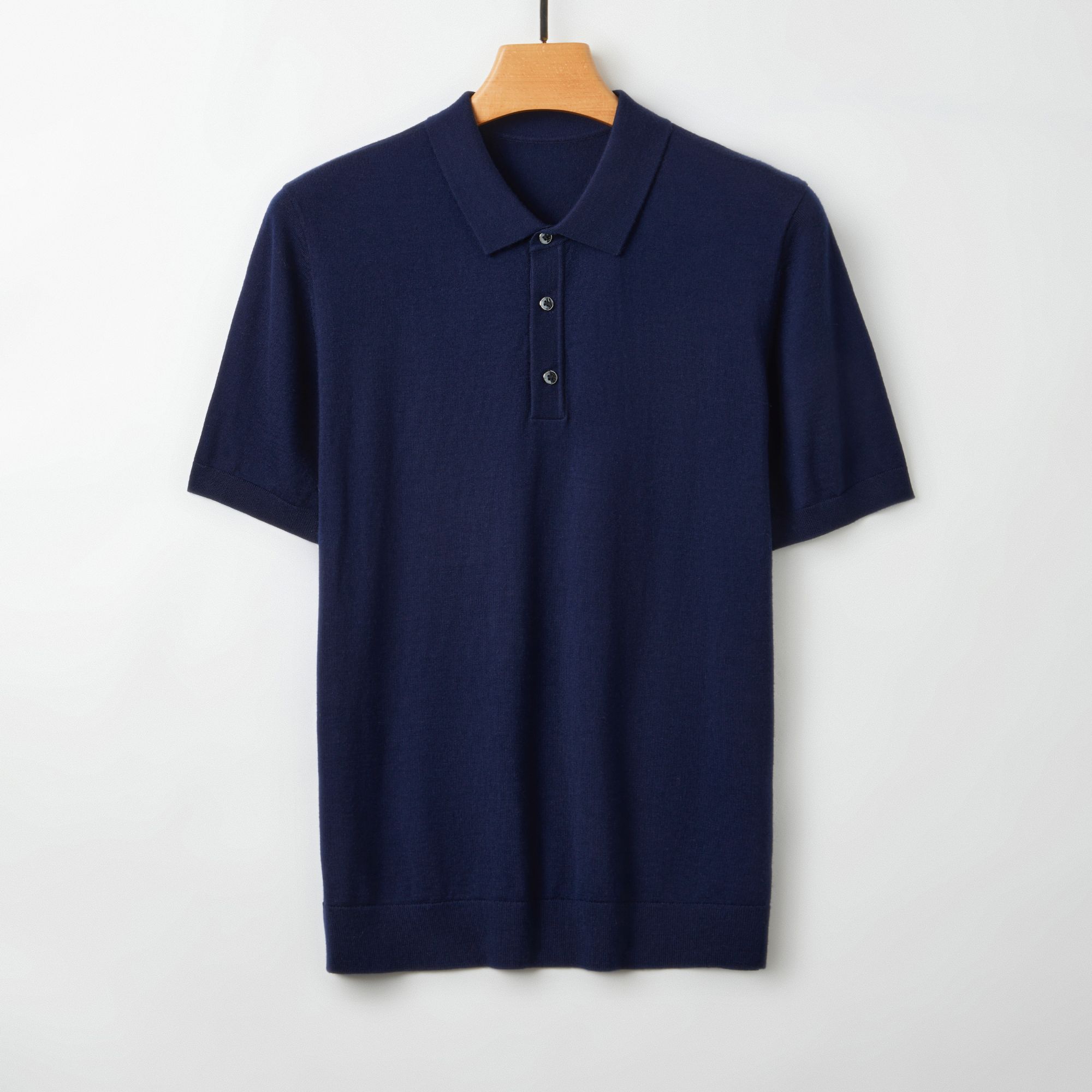 【精品毛衫】【精纺可机洗】翻领美丽诺针织100%绵羊毛羊毛短袖