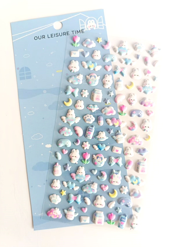 可爱萌宠小兔子3D立体泡棉贴纸手账素材手机壳DIY装饰立体泡泡贴