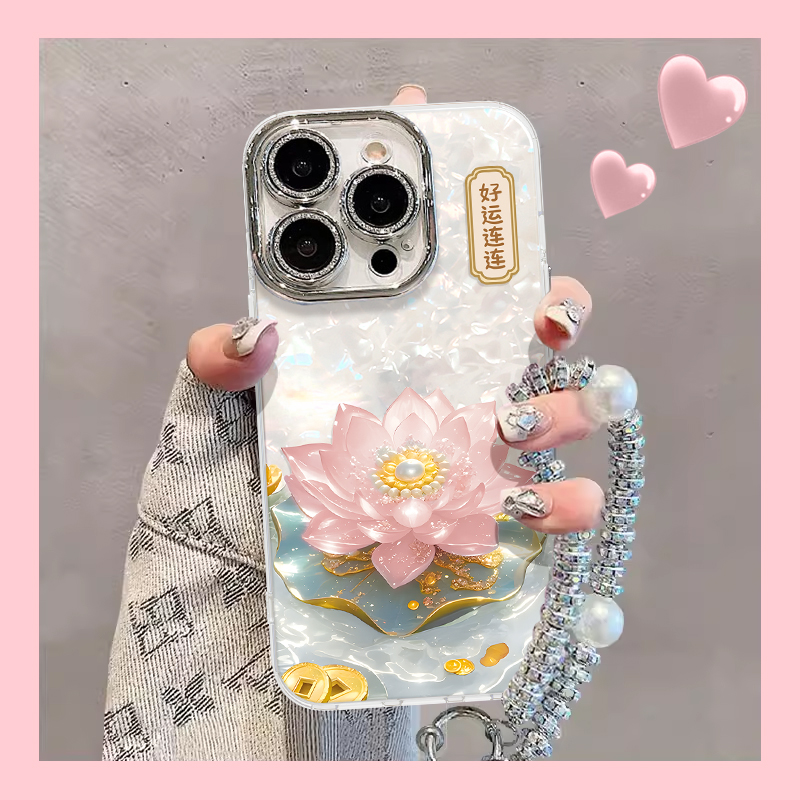 适用于苹果16/OPPO华为VIVO贝壳纹网红莲花手机壳个性流行新款
