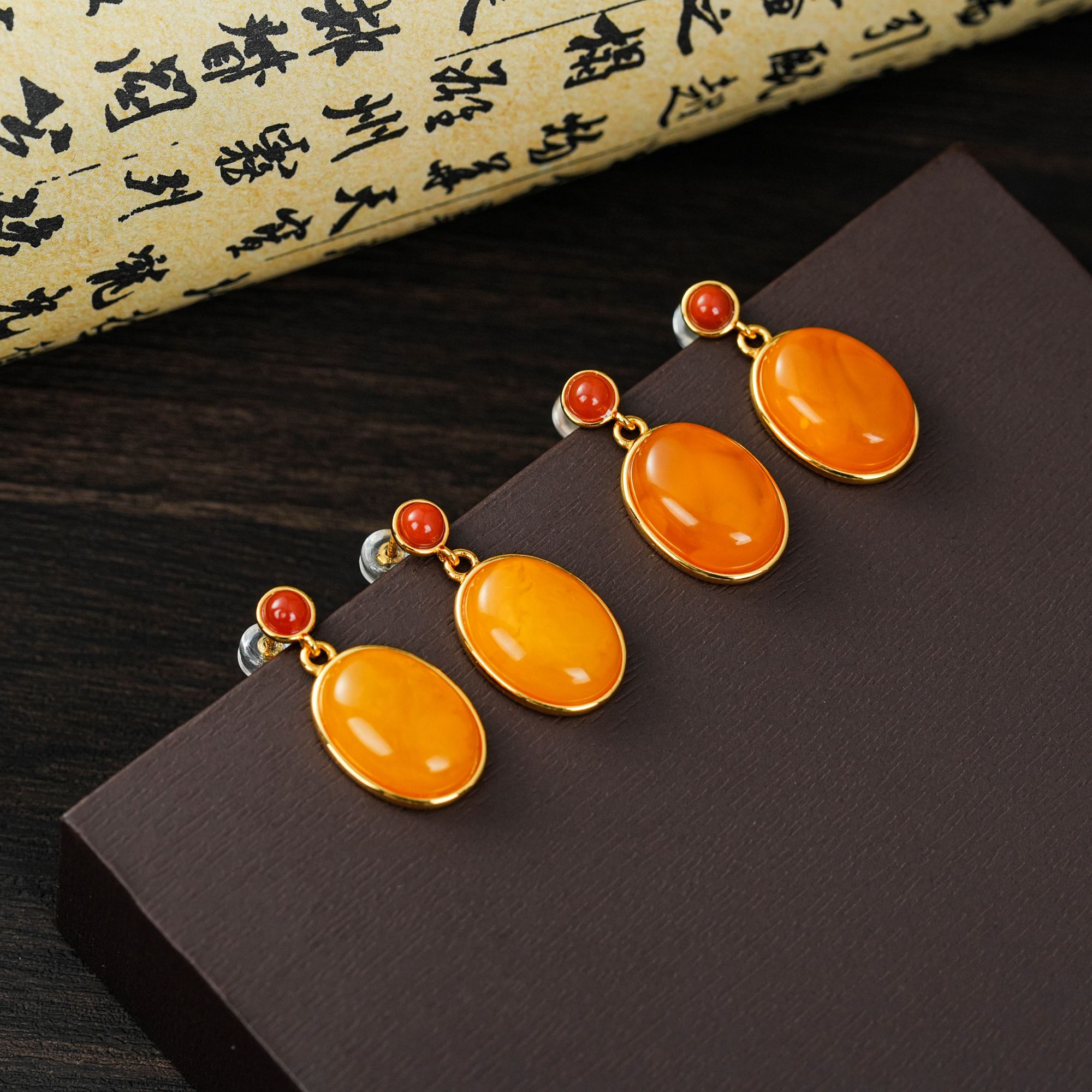 【云上叙】S925银蜜蜡耳坠-多样性发其一-14*10mm-V70944-M（甄选）