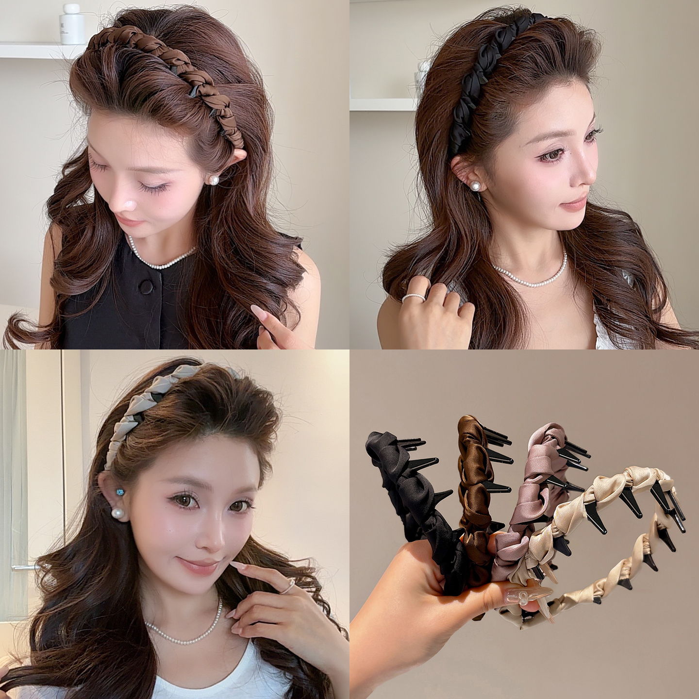 【野行】缎面发箍女百搭新款带齿防滑头箍高颅顶日常外戴发卡头饰