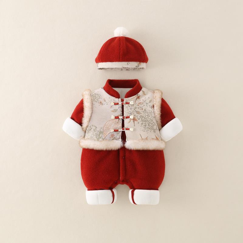 周岁男宝宝礼服冬装喜庆满月少爷拜年服百天婴儿过年衣服冬季外出