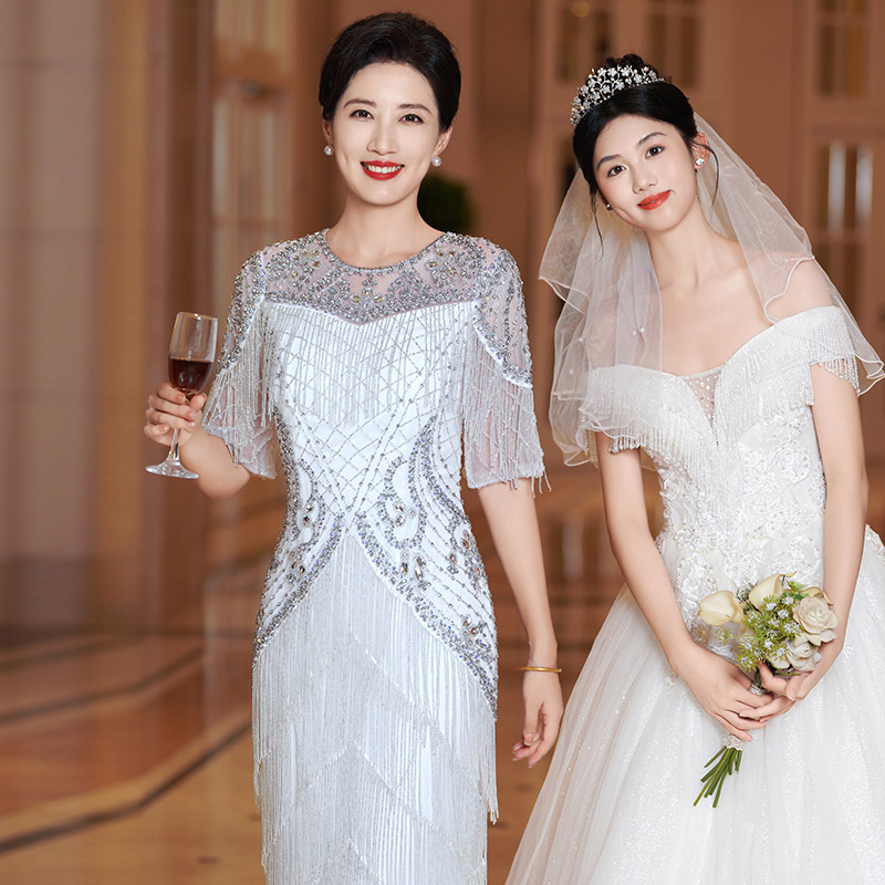5984十月喜婆婆婚宴装晚礼服秋季新款主持人演出妈妈婚宴礼服长裙