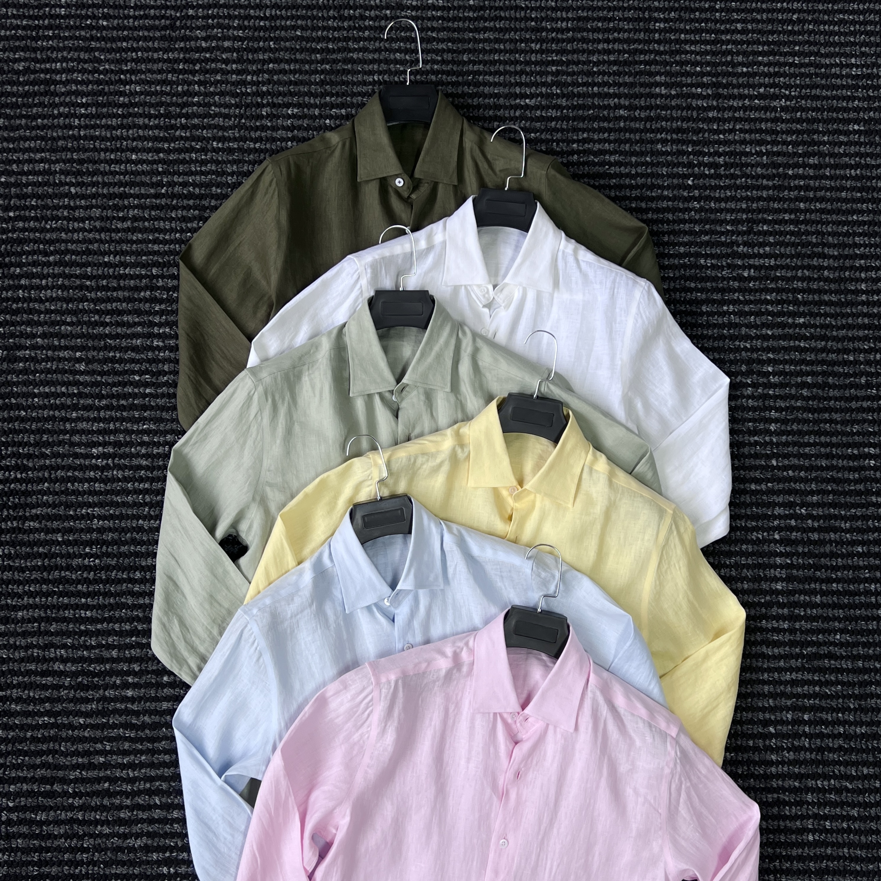 CssuGent 休闲小方领 100%雨露亚麻 老钱风衬衫 手工高定男士薄款