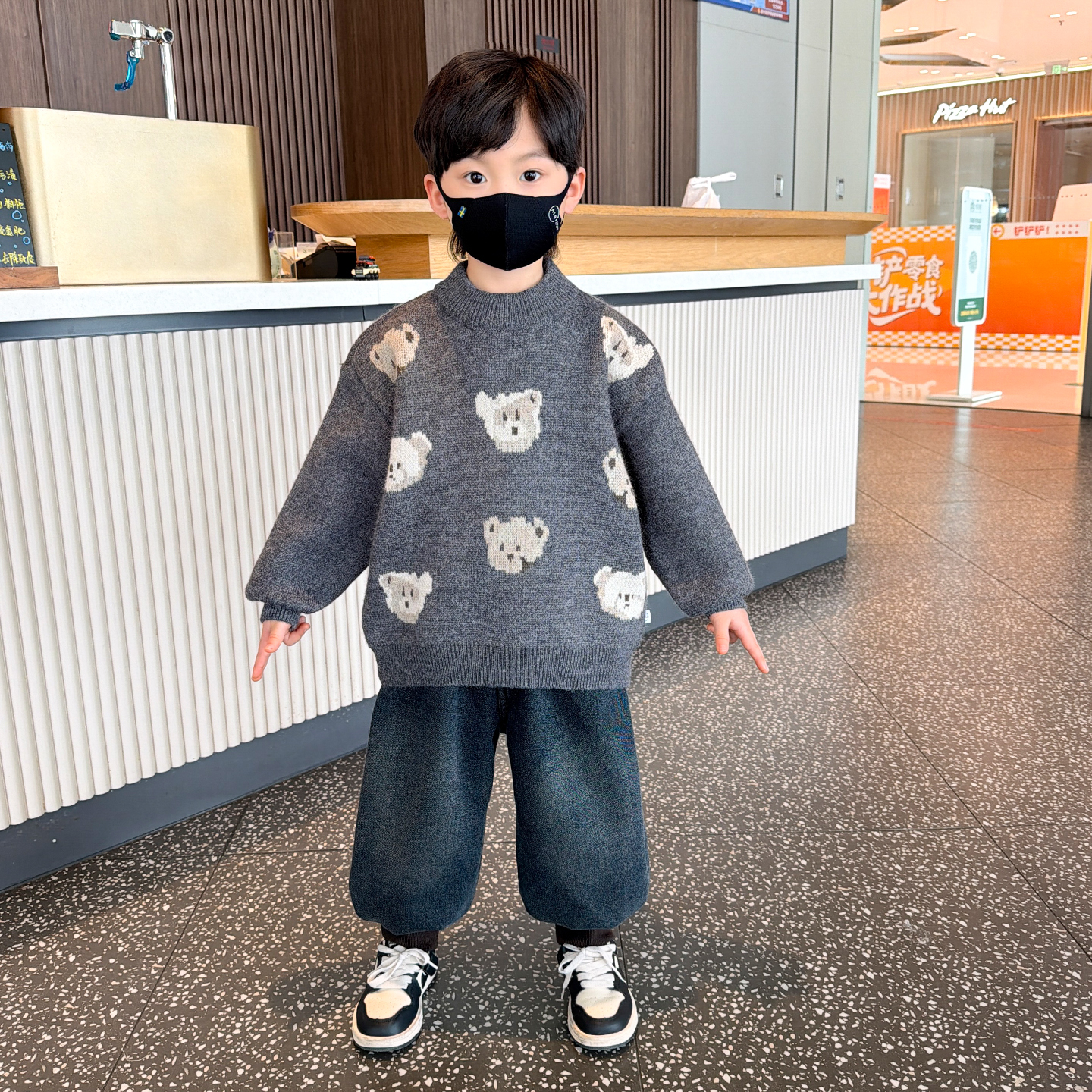 男童针织衫毛衣2025新款冬季儿童加厚打底衫男宝冬装内搭线衣童装