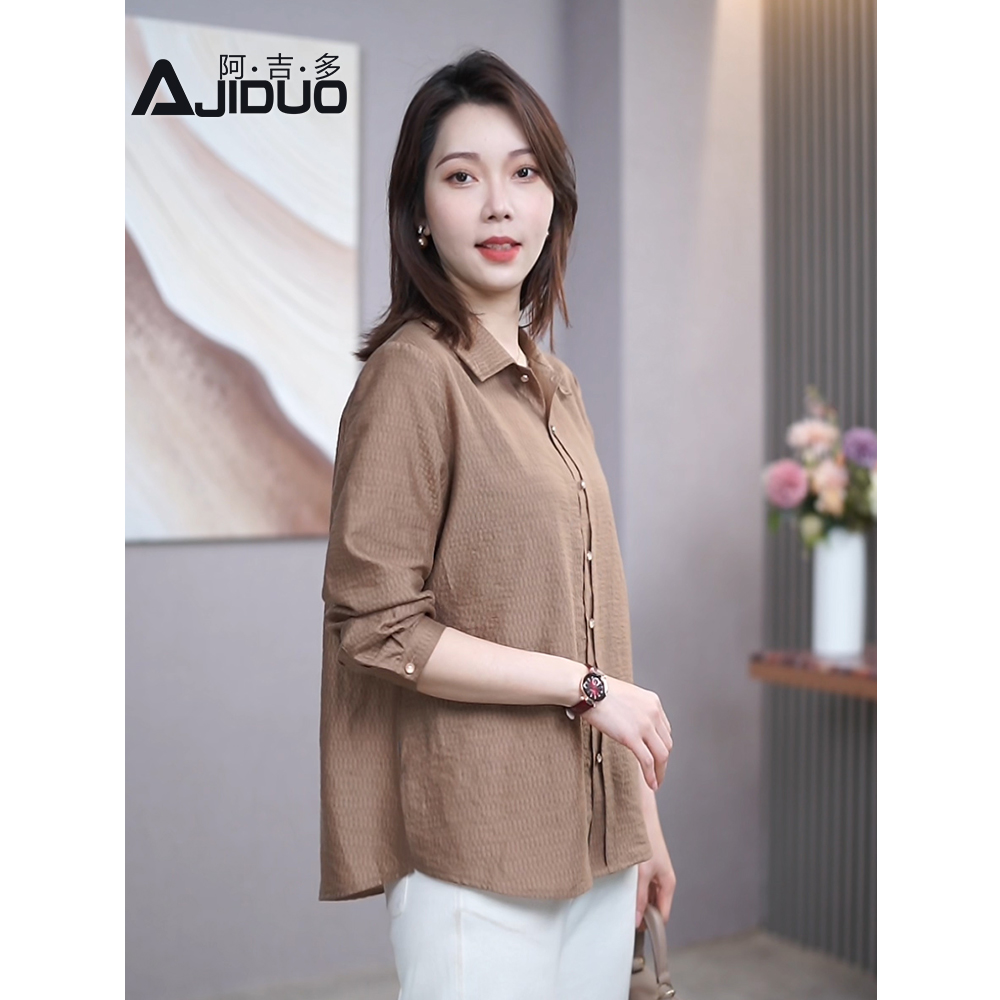 衬衫女2025新款轻奢高级感大码宽松显瘦上衣休闲百搭肌理感衬衣