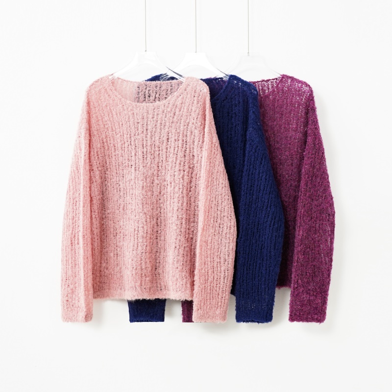 【云朵绒】奢级秘鲁进口羊驼毛圆领宽松镂空针织罩衫25318017