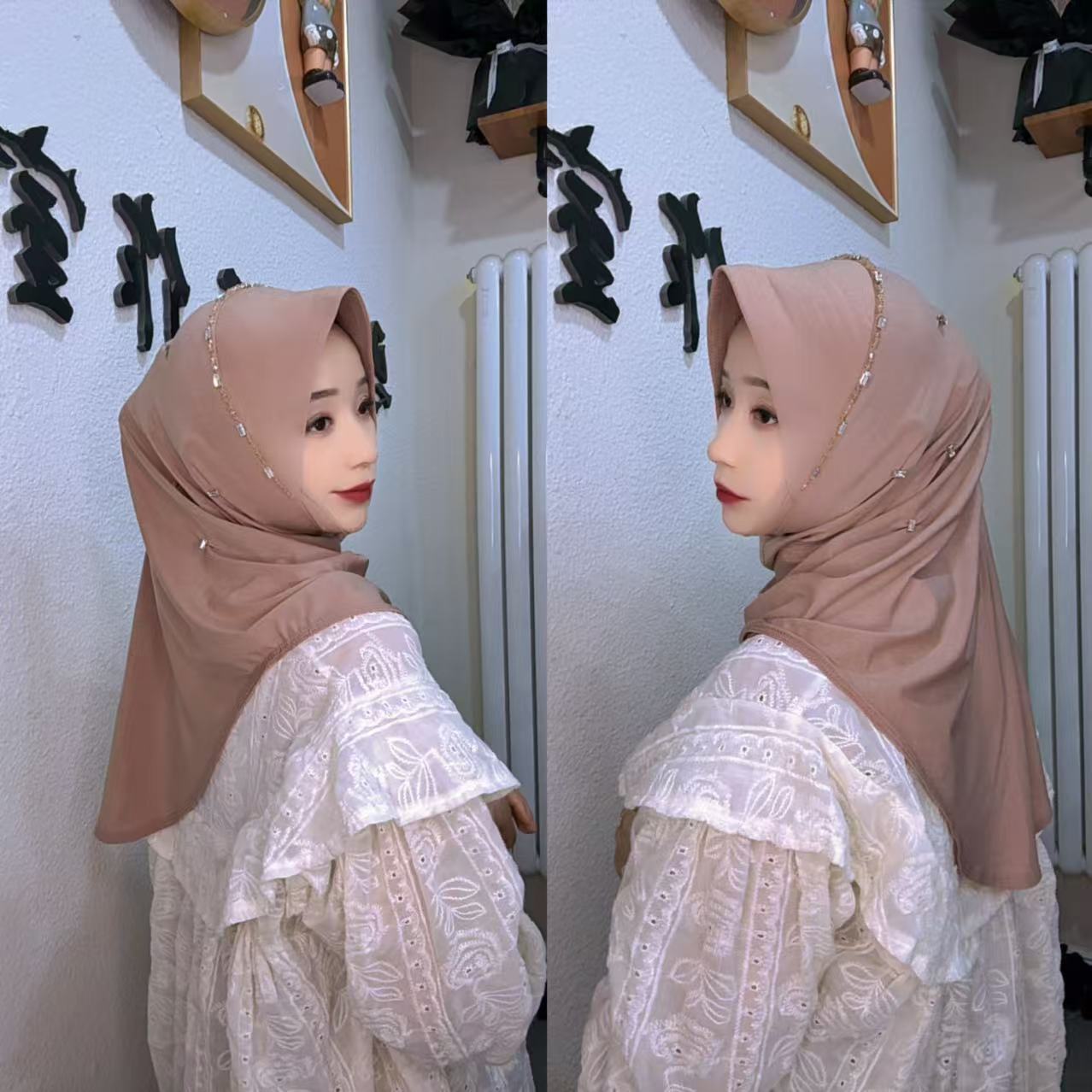 休闲款水钻压线帽沿