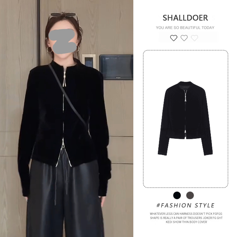 2025秋季新款小众洋气显瘦衣服女韩版百搭宽松设计感休闲纯色外套