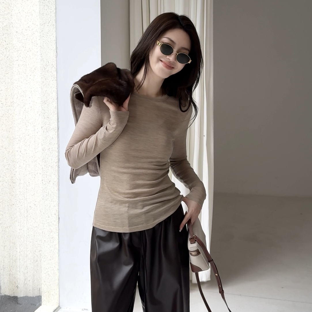 王嬛嬛MsLime25年新款【霞绒】山羊绒&桑蚕丝打底衫 HD2C0635