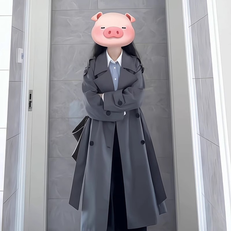 灰色风衣外套女中长款2025早春秋新款韩系小个子高级感超好看大衣