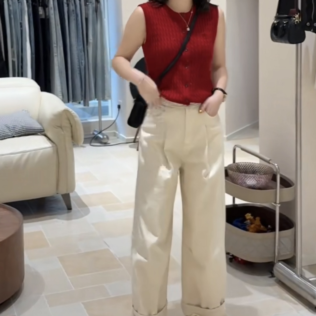 1新款时尚休闲无袖上衣直筒裤女装