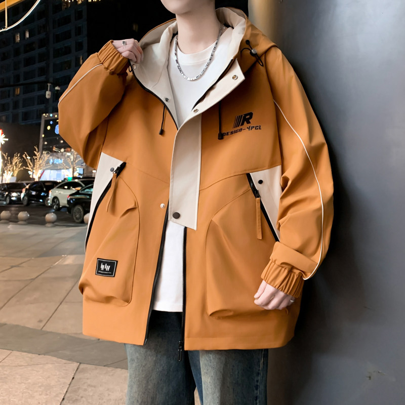 秋冬季新款青少年冲锋衣男士户外夹克学生潮流帅气外套1X01-8933