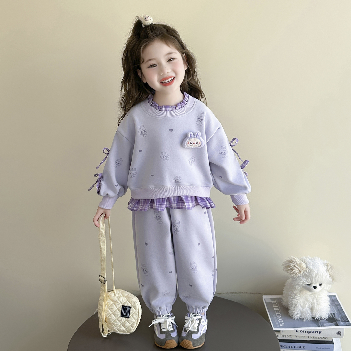 秋季宝宝衣服2025新款女宝宝可爱超萌拉布布春秋款花边蕾丝两件套