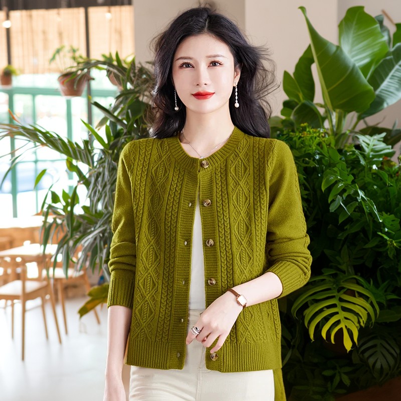 100%纯羊毛羊毛衫秋冬季2025年新款针织毛衣开衫女款外搭长袖短款