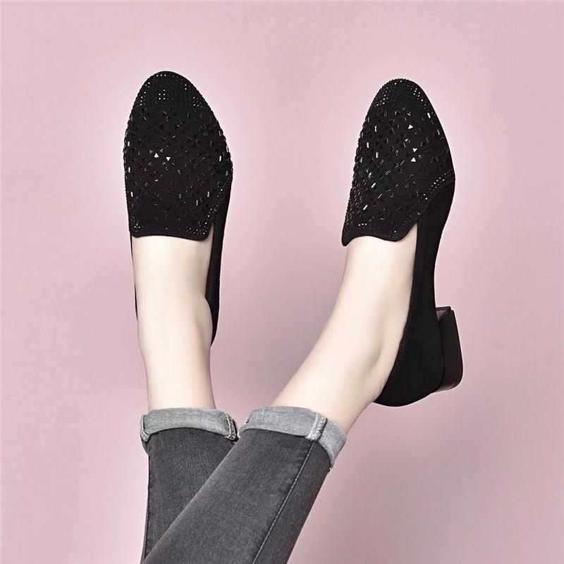 【万达撤柜】深口单鞋女2025新款春季真皮女鞋低跟软底豆豆鞋圆头