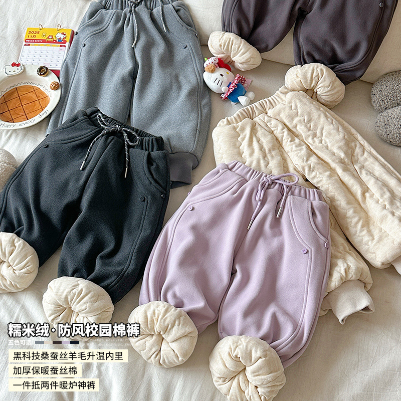 【糯米绒防风校园棉裤】一条过冬2025女童冬款加绒棉裤HS65709
