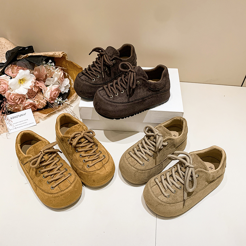 厚底松糕休闲鞋面包女鞋2025秋季新款韩版百搭丑萌系带单鞋低帮鞋