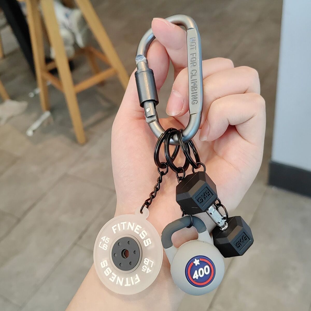 健身系列钥匙扣高颜值哑铃壶铃片挂件包包挂饰饰品小礼品男女情侣