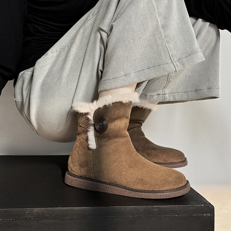 2.5cm跟高/时尚潮流保暖雪地靴2025冬季甜美风短筒靴明星同款靴子