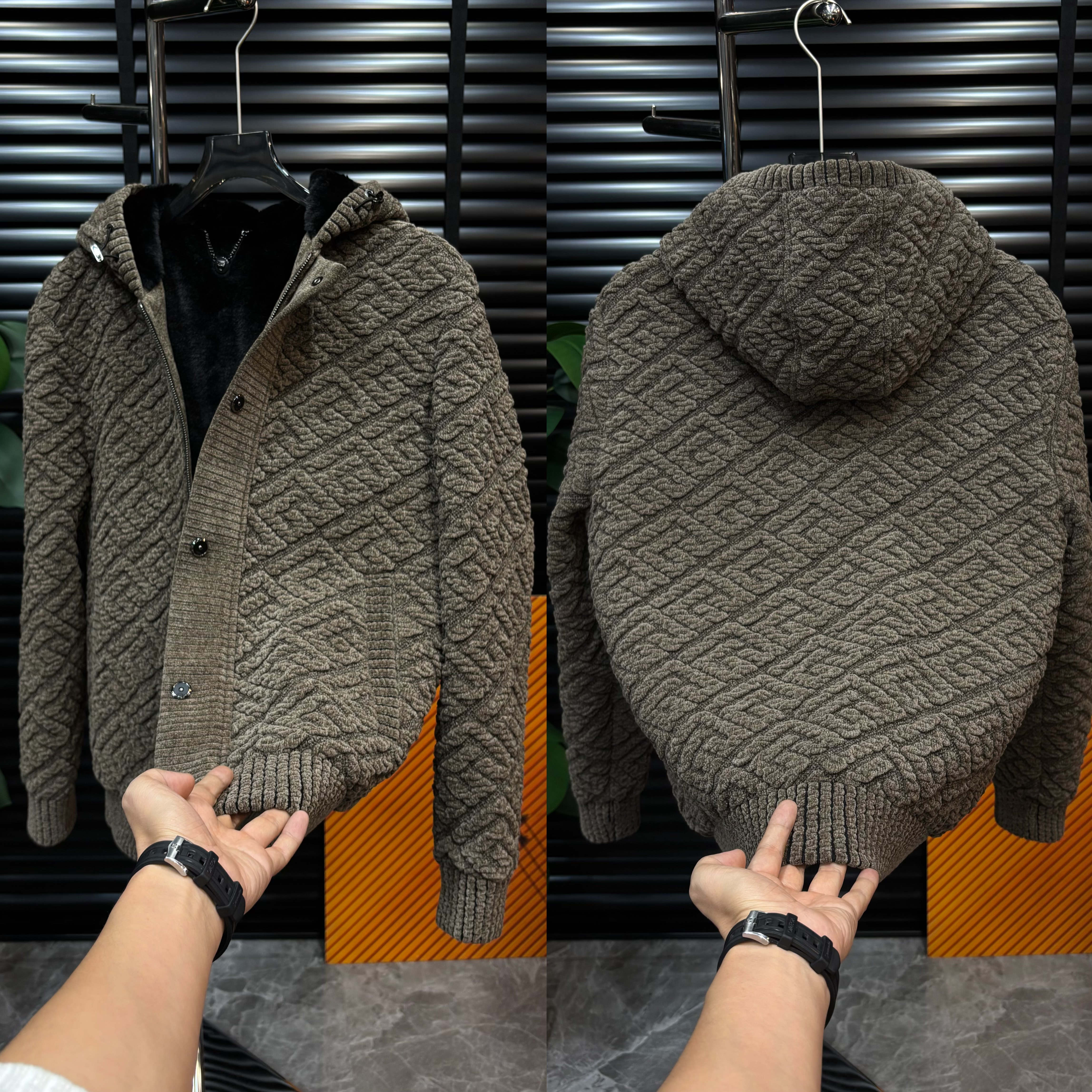 【清澈男装轻奢出品】/QINGCHE2025/高端欧货雪尼尔加厚外套