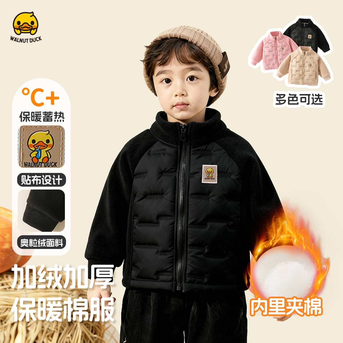 【小黄鸭】2025冬季新款加绒加棉校园神器立领保暖服Y5F048