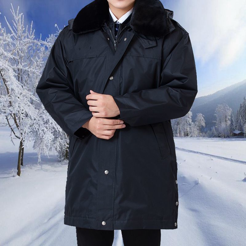 【奥莱撤柜】保安大衣男冬季加厚防水防寒中长款多功能保安棉服工