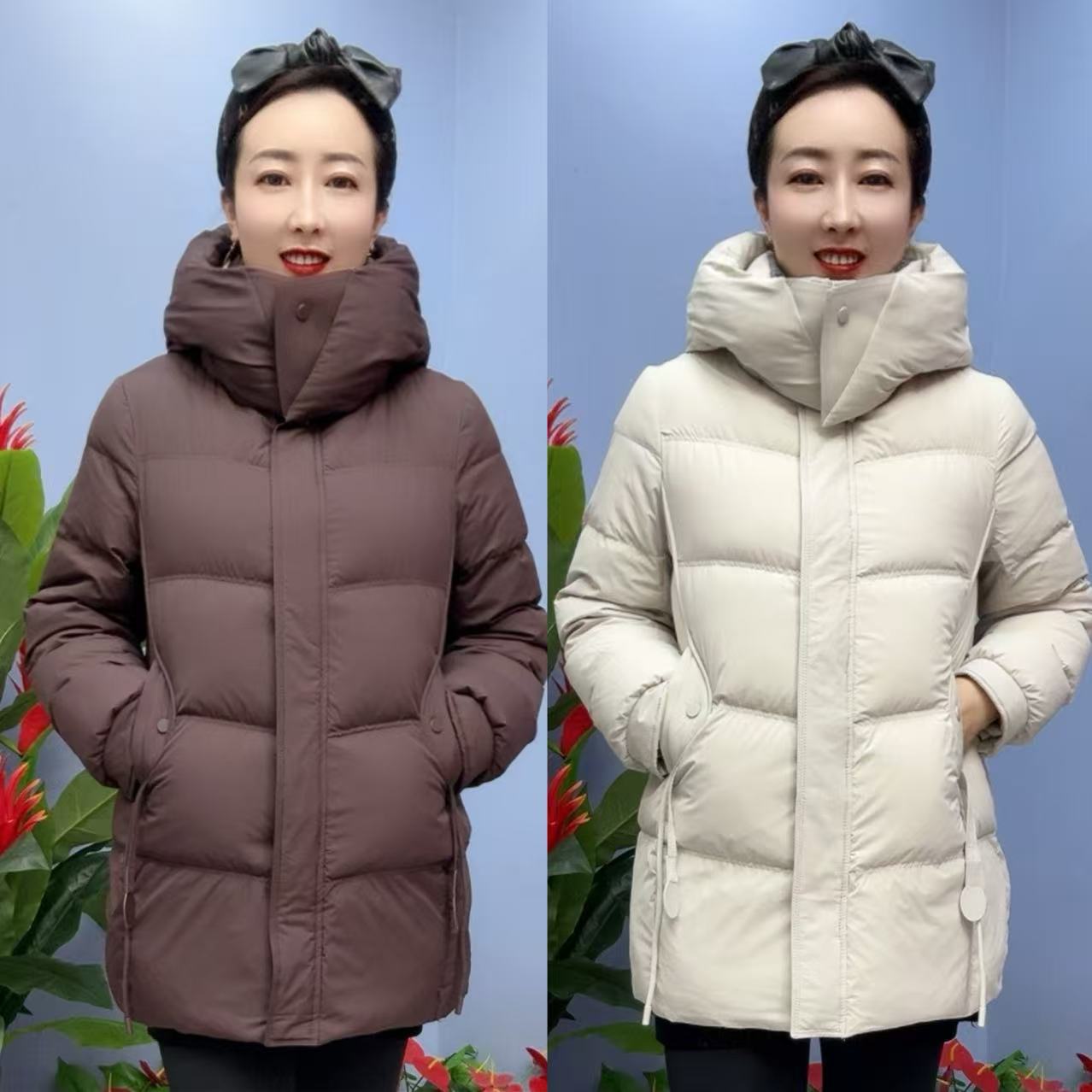 6399款气质时尚连帽修身冬季外套