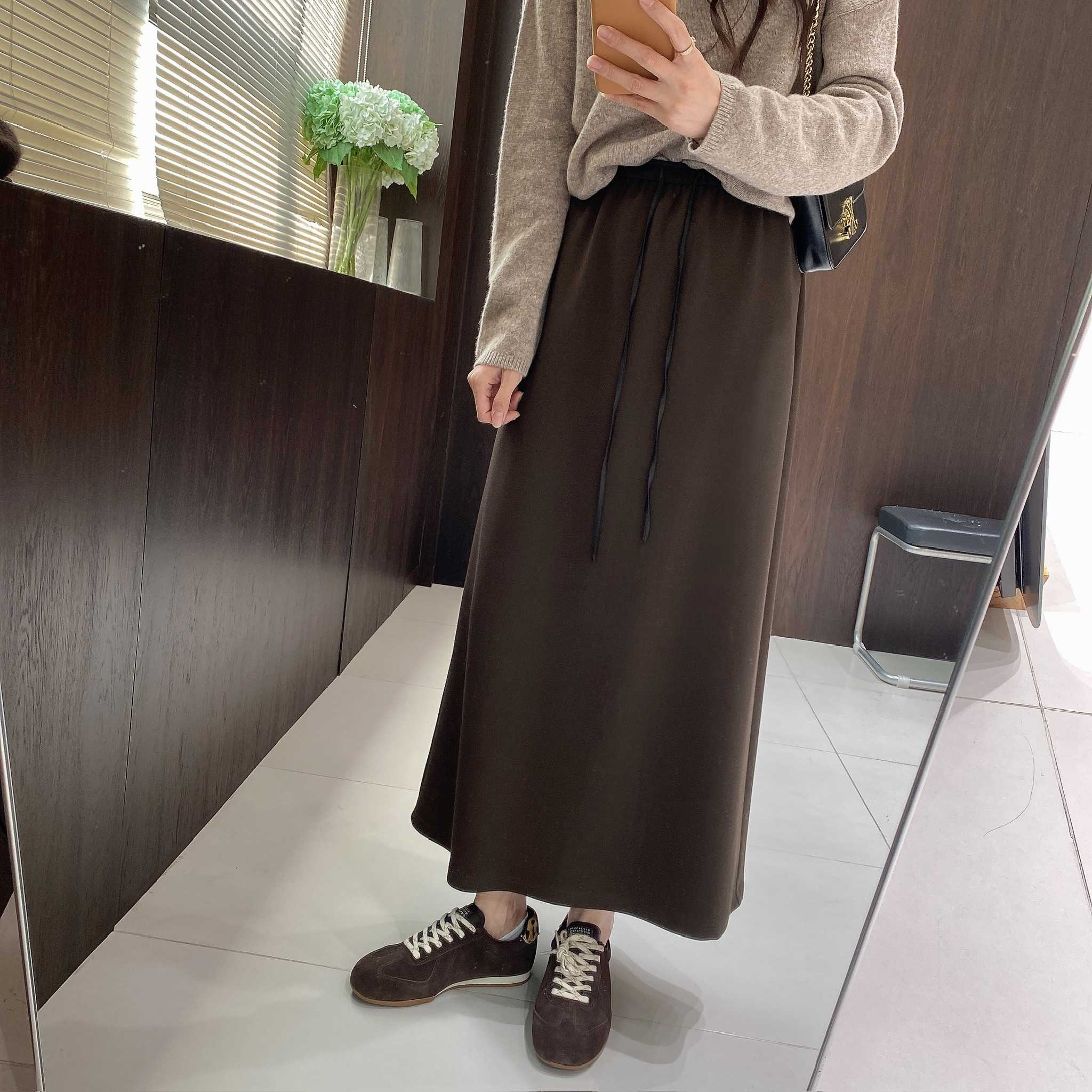 IMFLY金小金自制女装 半身裙DYQ792秋冬气质通勤风抽绳半身裙