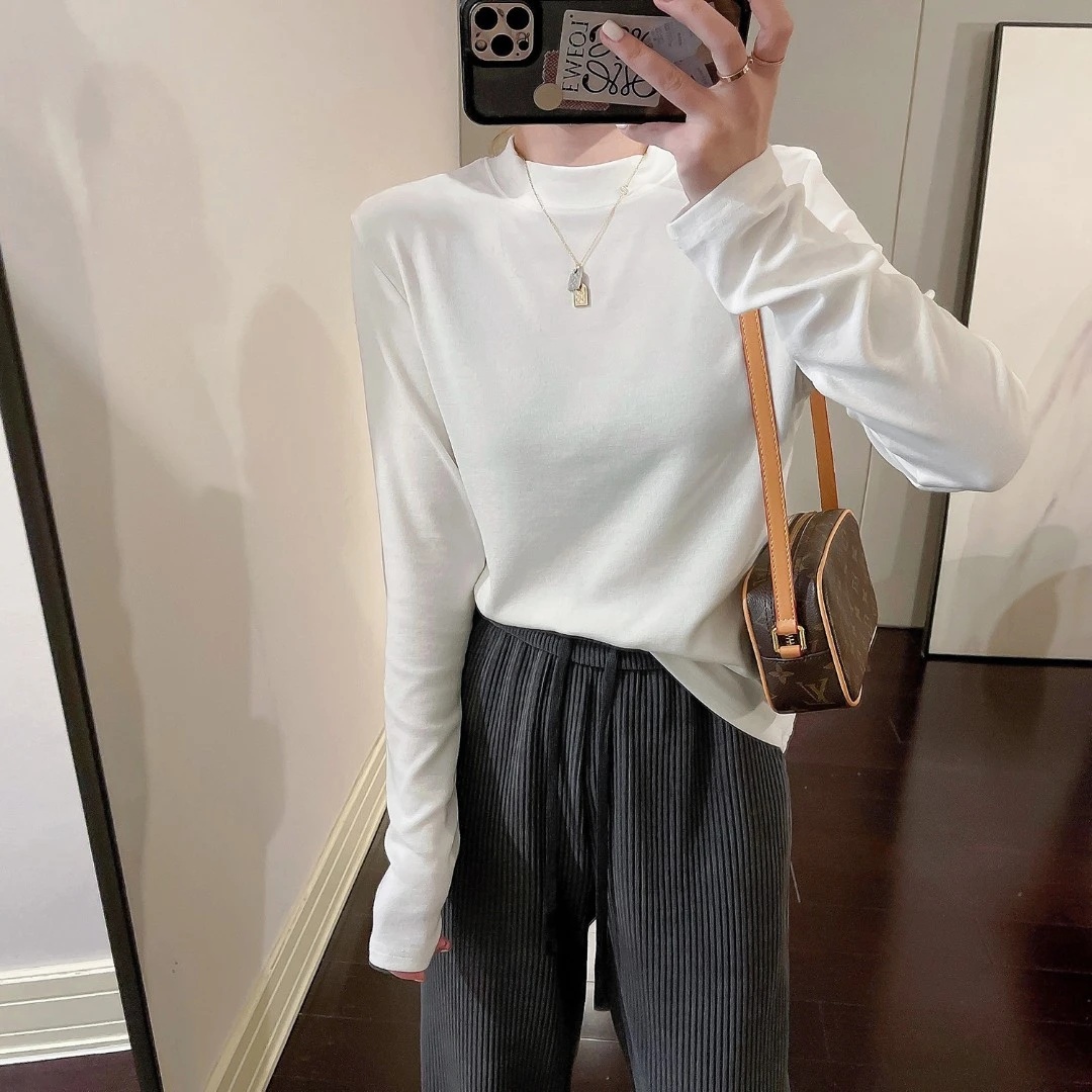 【宠粉】小立领秋冬加绒保暖显瘦百搭打底衫T恤春秋长袖上衣