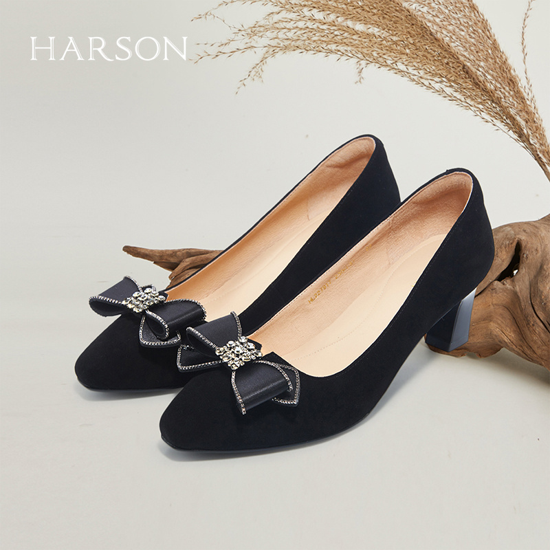 HARSON哈森2025春季新品女鞋蝴蝶结气质尖头单鞋HS257933