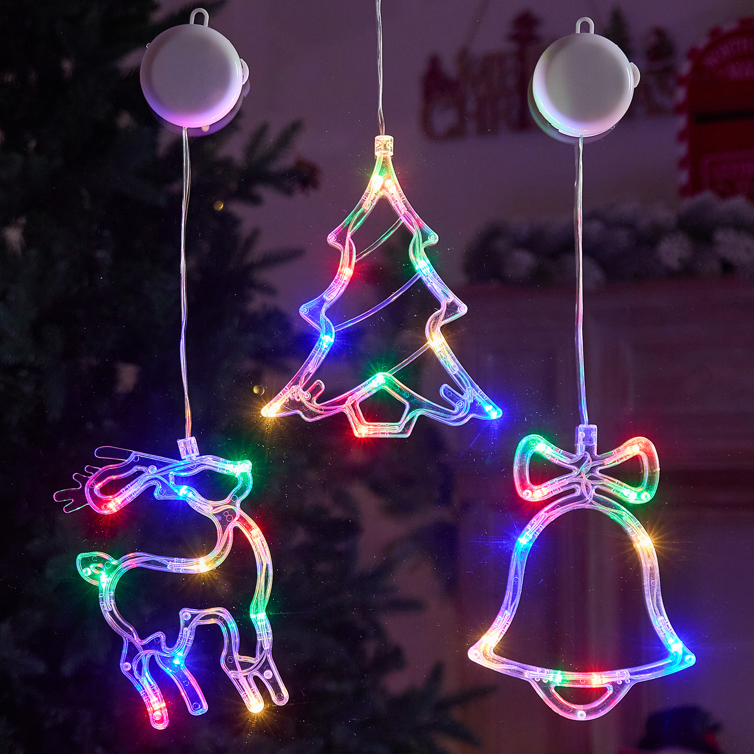 圣诞节装饰挂灯LED玻璃窗贴吸盘灯室内场景造景布置圣诞窗户彩灯