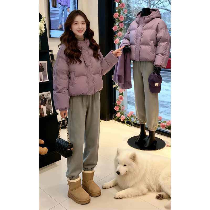 香朵儿【紫气东来】欧货高级感紫色棉服外套女秋冬新款加厚保暖棉衣