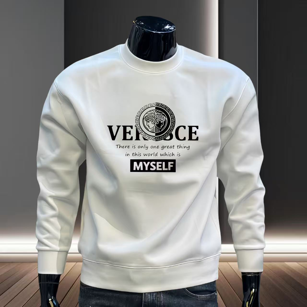 美式男装秋冬加绒圆领休闲男士潮流新款卫衣时尚潮牌印花长袖上衣