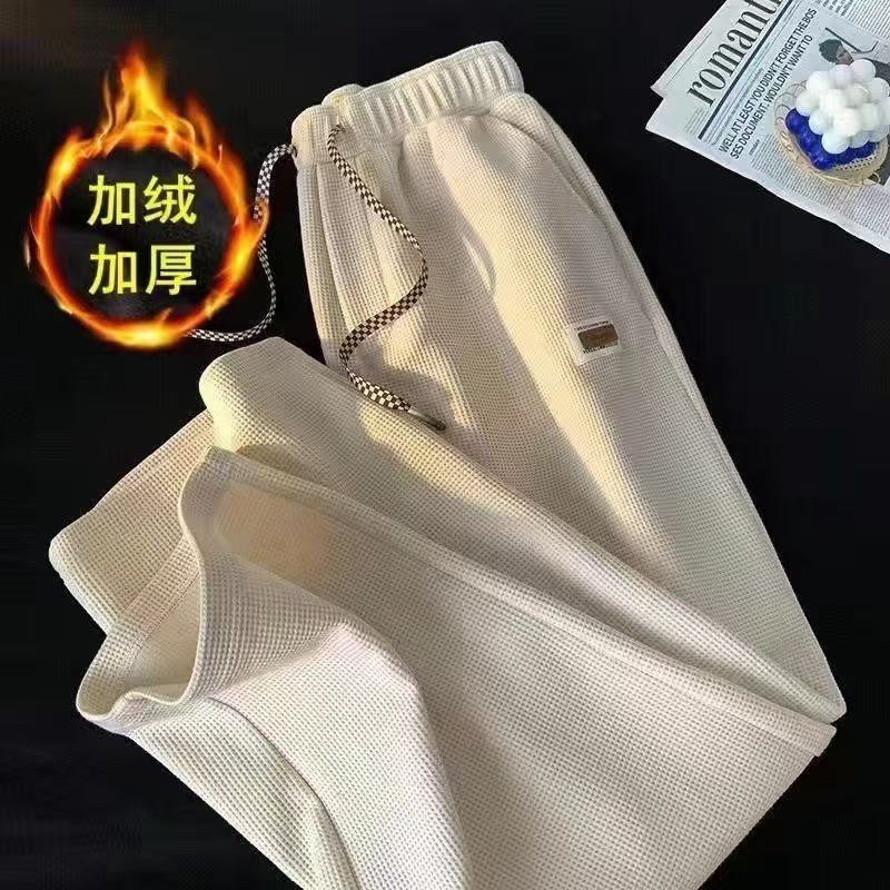 秋冬季男款加绒潮流宽松休闲裤子男士加厚高级男士加绒裤子秋冬款