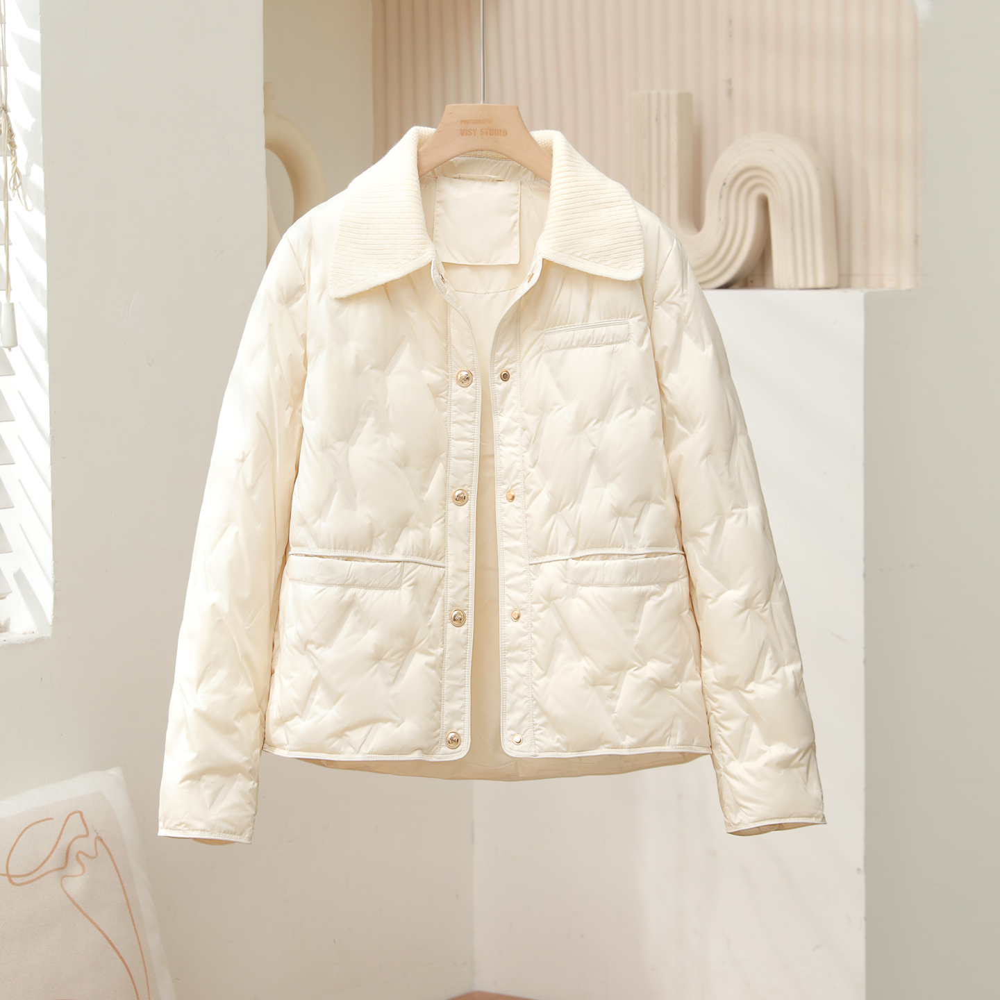 新国标90白鸭绒小香风秋冬新款轻薄羽绒服女短款2025年POLO领外套