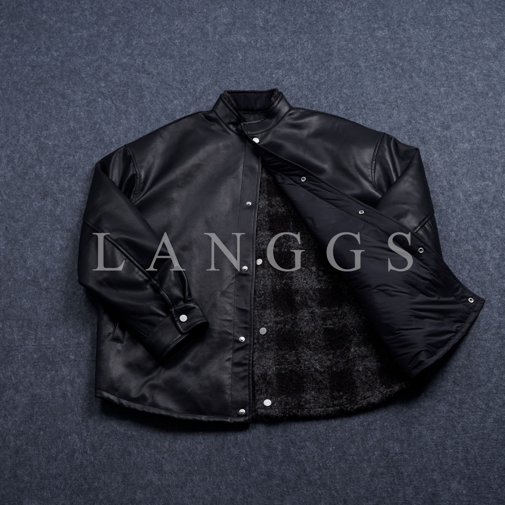 LANGGS&浪叔 25秋冬羊皮轻薄假两件衬衫版羽绒服外套-FW5433