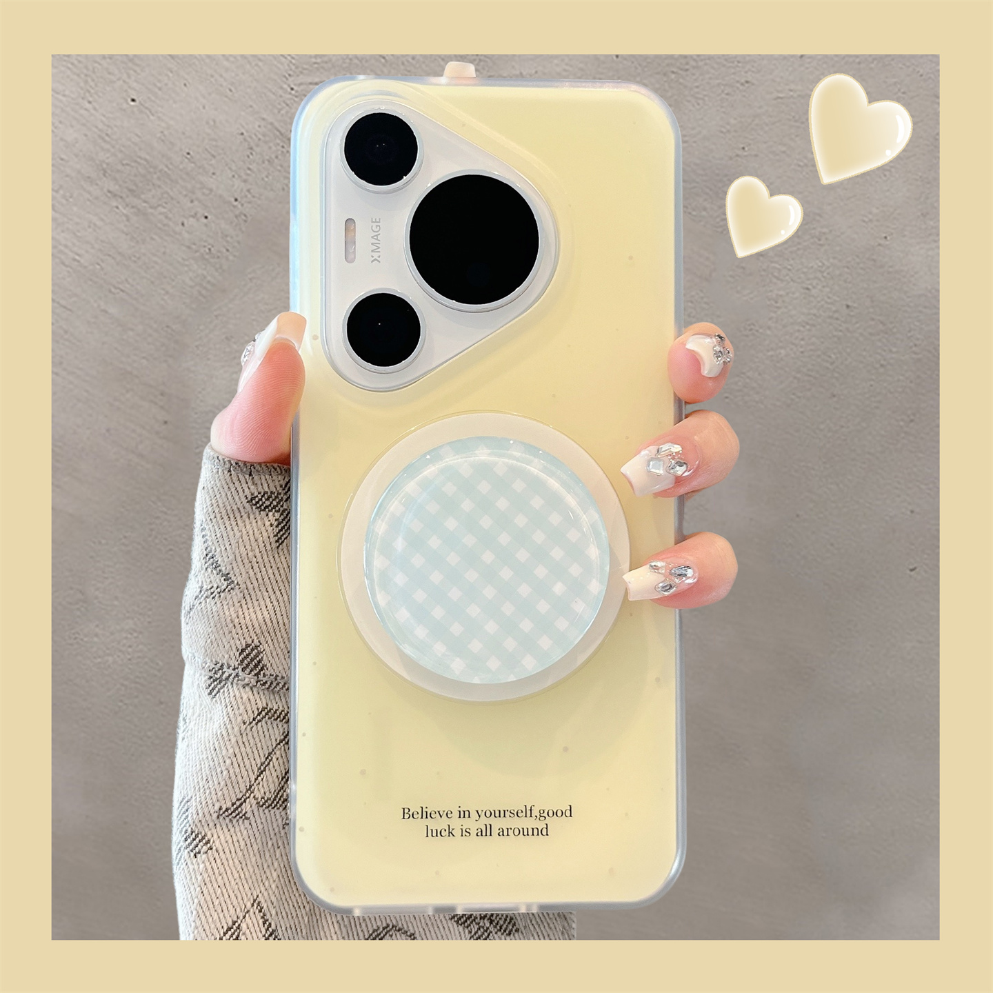 适用华为pura70pro+手机壳简约马卡龙格纹磁吸支架pura80pro情侣