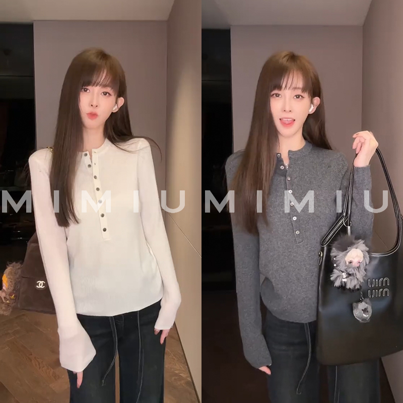 【mimius】P 经典百搭亨利领羊毛针织打底衫 WG09129