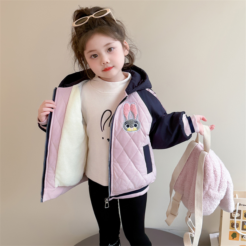 女童外套秋冬款2025冬装新款网红儿童冬装冬季女宝宝加绒夹棉上衣