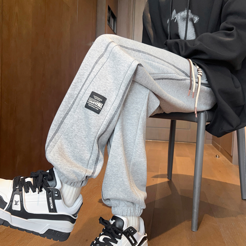 霄桂姿加绒冬棉质裤子男宽松休闲裤百搭卫裤束脚运动裤青少年长裤
