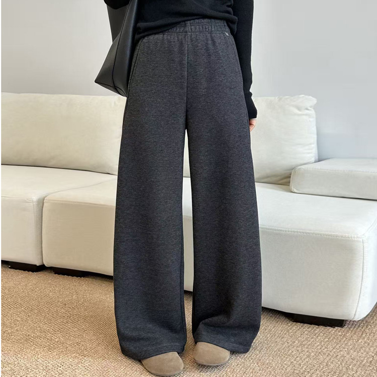 niurui纽芮25258加绒加厚休闲裤女2025冬羊毛混纺松紧腰窄版卫裤